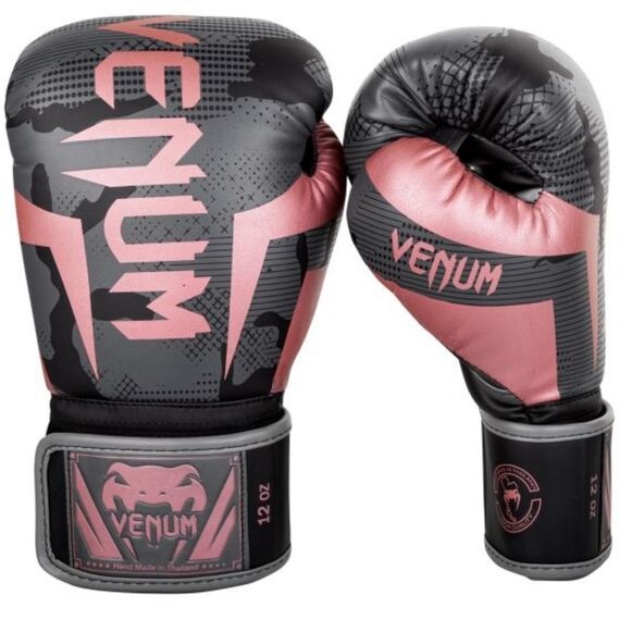 Venum Elite Boxing Gloves - Black/Pink Gold, Colour: Rosa, OZ: 8oz