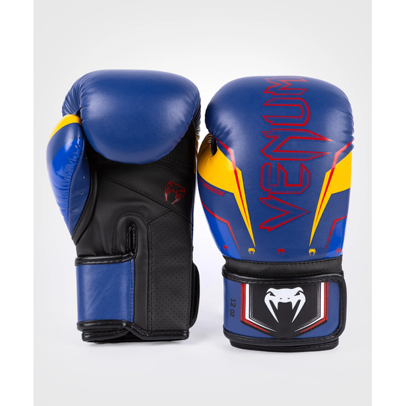 Venum Elite Evo Boxing Gloves - Blue/Yellow - 12 Oz, Colour: Blue, OZ: 12oz