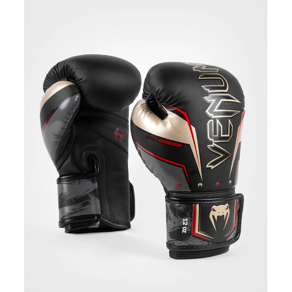 Venum Elite Evo Boxing Gloves - Black/Gold/Red - 16 Oz, Colour: Schwarz, OZ: 16oz, 2 image