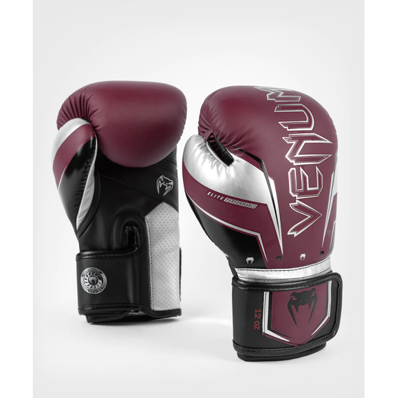 Venum Elite Evo Boxing Gloves - Burgundy/Silver - 10 Oz, Colour: Bordeau, OZ: 10oz, 5 image