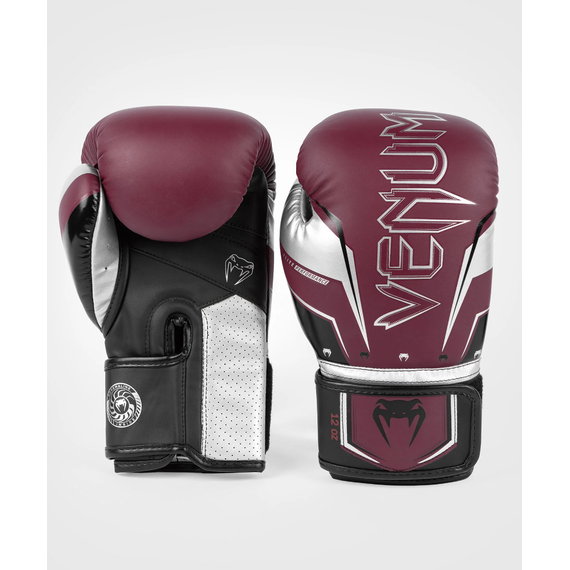 Venum Elite Evo Boxing Gloves - Burgundy/Silver - 10 Oz, Colour: Bordeau, OZ: 10oz