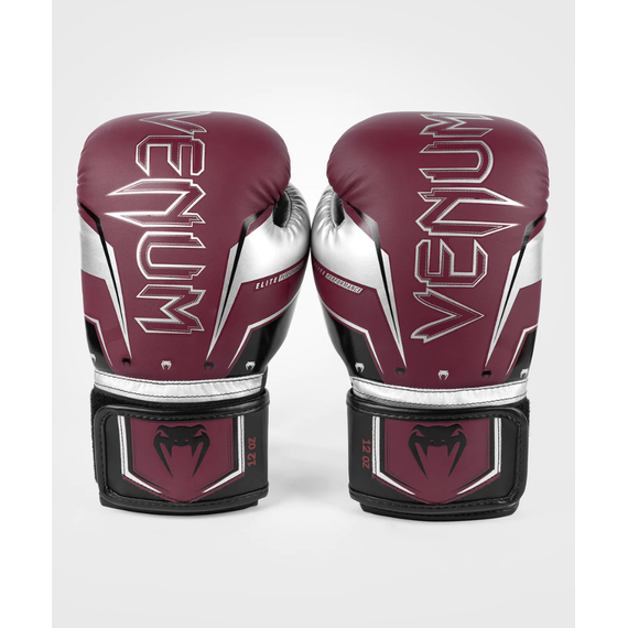 Venum Elite Evo Boxing Gloves - Burgundy/Silver - 10 Oz, Colour: Bordeau, OZ: 10oz, 6 image