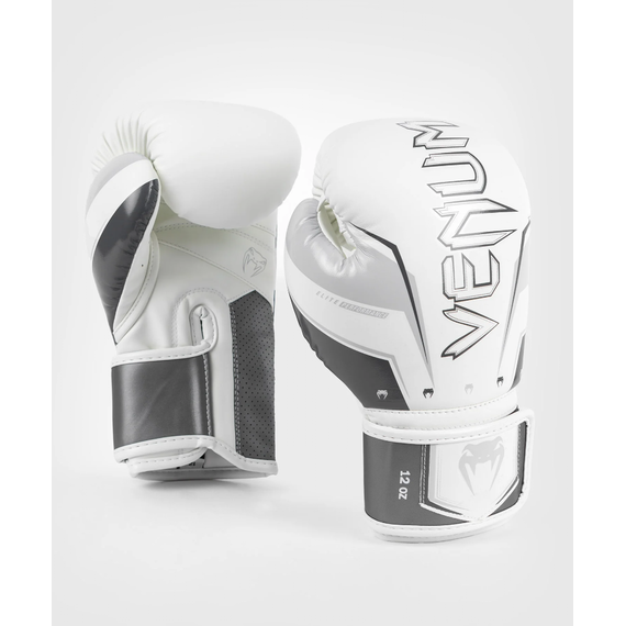 Venum Elite Evo Boxing Gloves - Grey/White - 12 Oz, Colour: Grey, OZ: 12oz, 4 image
