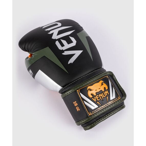 Venum Elite Boxing Gloves - Black/Silver/Kaki - 16 Oz, Colour: Schwarz, OZ: 16oz, 3 image