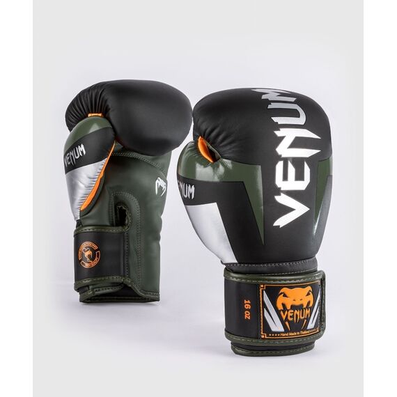 Venum Elite Boxing Gloves - Black/Silver/Kaki - 16 Oz, Colour: Schwarz, OZ: 16oz, 7 image