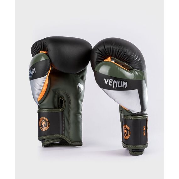 Venum Elite Boxing Gloves - Black/Silver/Kaki - 16 Oz, Colour: Schwarz, OZ: 16oz, 2 image