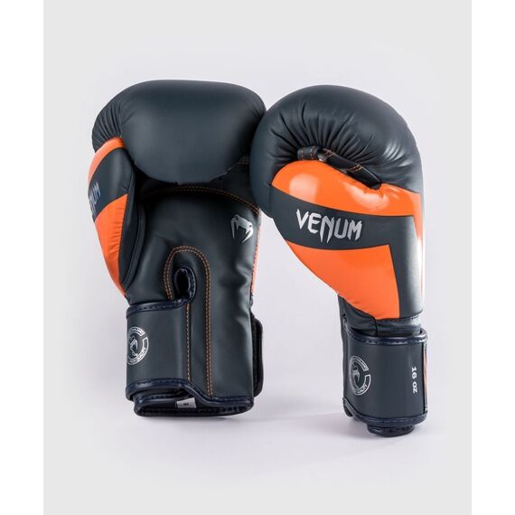 Venum Elite Boxing Gloves - Navy/Silver/Orange - 12 Oz, Colour: Blue, OZ: 12oz, 2 image