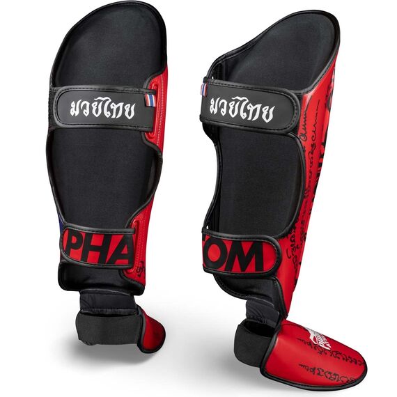 Protège-tibias Muay Thai, Taille: M/L, Couleur: Rouge, 2 image