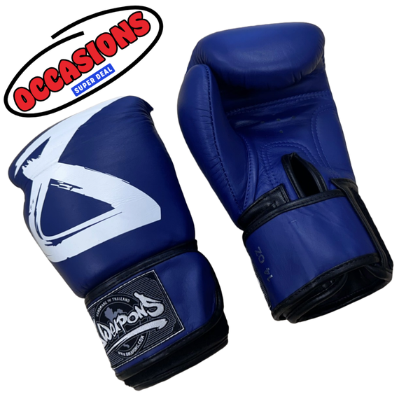 8 WEAPONS 14oz Used Leather Gloves, Colour: Blue, OZ: 14oz, Size (Shoes): 47