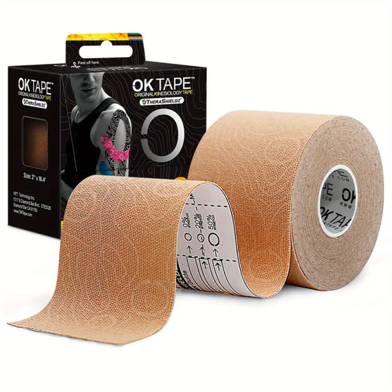 OK TAPE PRO Kinesiology tape, 5cm X 5m Beige, Size: One Size, Colour: Beige, Length: 5.0m