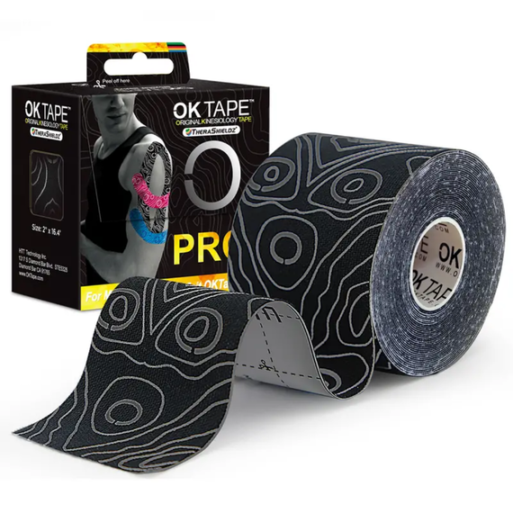 OK TAPE PRO Kinesiology tape, 5cm X 5m Black, Size: One Size, Colour: Schwarz, Length: 5.0m