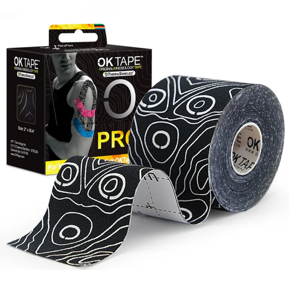 OK TAPE PRO Kinesiology tape, 5cm X 5m Black-White, Bekleidungsgrösse: One Size, Farbe: Mehrfarbig, Länge: 5.0m