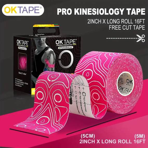 OK TAPE PRO Kinesiology Tape, 5cm X 5m Green, Taglia: Taglia unica, Colore: Verde , Lunghezza: 5.0m, 7 image