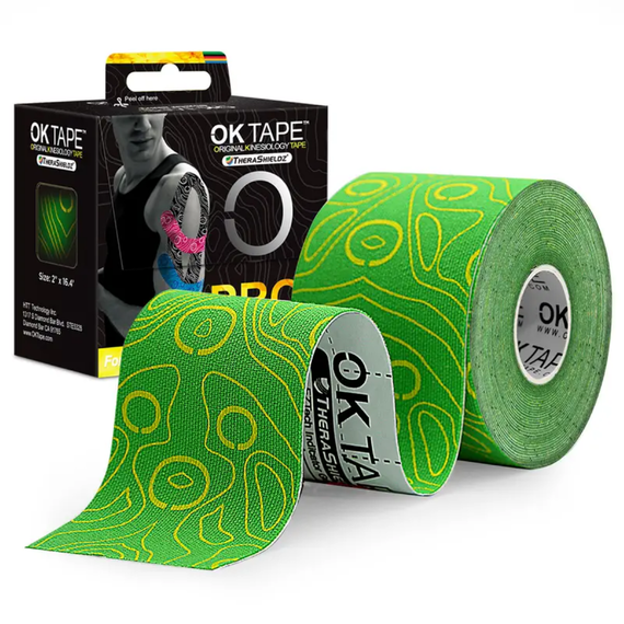 OK TAPE PRO Kinesiology Tape, 5cm X 5m Green, Taglia: Taglia unica, Colore: Verde , Lunghezza: 5.0m