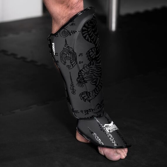 Protège-tibias Muay Thai, Taille: S/M, Couleur: Noir, 3 image