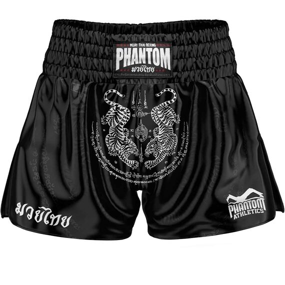 Muay Thai Shorts Sak Yant, Size: XL, Colour: Schwarz