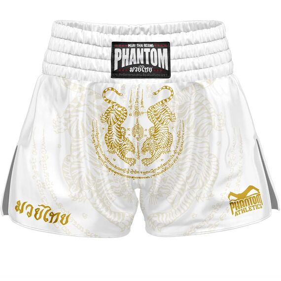 Muay Thai Shorts Sak Yant, Size: L, Colour: Weiss