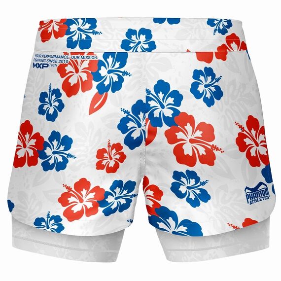 Fightshorts FUSION 2in1 Hawaii, Size: S, Colour: Weiss, 2 image