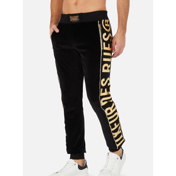 Sweatpants With Velvet, Size: M, Colour: Schwarz