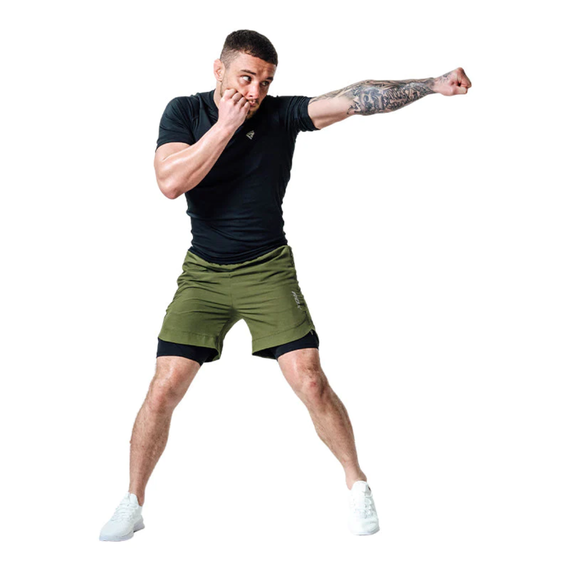 MMA Shorts T16 Army Green/Black-S, Size: S, Colour: Khaki