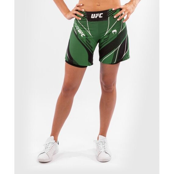 UFC Authentic Fight Night Women's Shorts - Long Fit, Colour: Green, Size: M