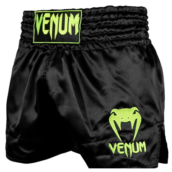 Venum Muay Thai Shorts Classic - Black/Neo Yellow, Colour: Yellow, Size: L
