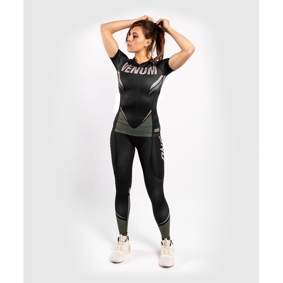Venum ONE FC Impact Rashguard hort sleeves - for women - Black/Khaki, Colour: Khaki, Size: L, 8 image