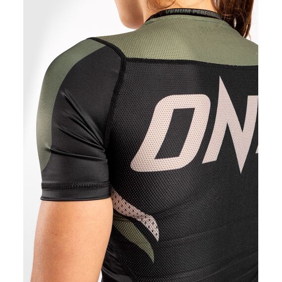 Venum ONE FC Impact Rashguard hort sleeves - for women - Black/Khaki, Colour: Khaki, Size: L, 6 image