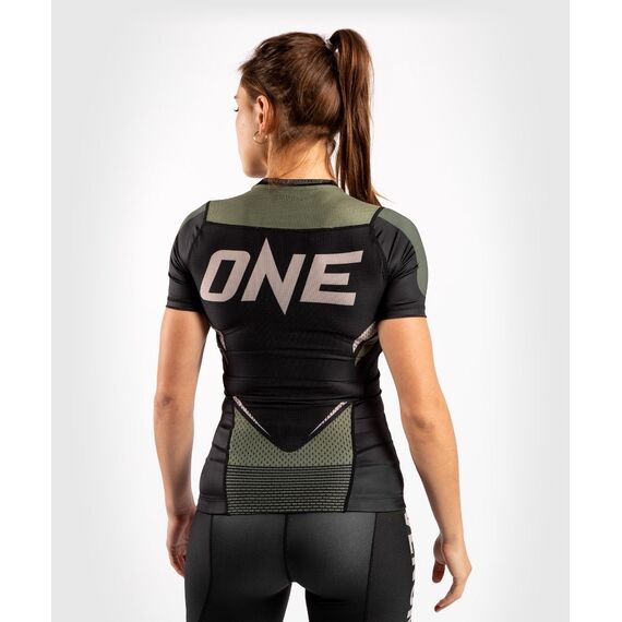 Venum ONE FC Impact Rashguard hort sleeves - for women - Black/Khaki, Colour: Khaki, Size: L, 2 image