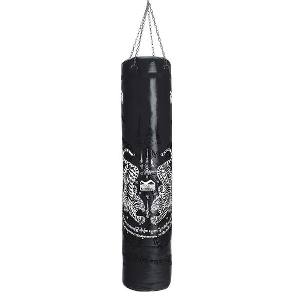 Muay Thai Punching Bag with Filling 180cm, Colour: Schwarz, Additional Weight: 39 kg, Length: 1.8m