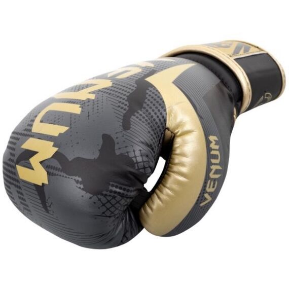 Venum Elite Boxing Gloves - Dark camo/Gold, Colour: Grey, OZ: 16oz, 4 image