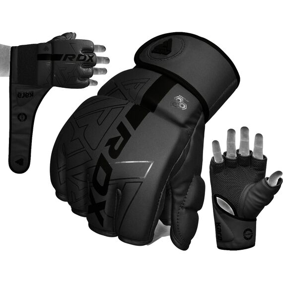 RDXGGR-F6MB-S-Grappling Gloves F6 Matte Black-S