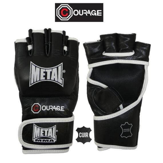 Courage Leather MMA Gloves  Promo, Colour: Schwarz, Size: XL