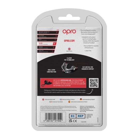 OPRO Silver Mundschutz: Schutz auf Wettkampfniveau für Kontaktsportarten, Bekleidungsgrösse: One Size, Farbe: Schwarz, 3 image