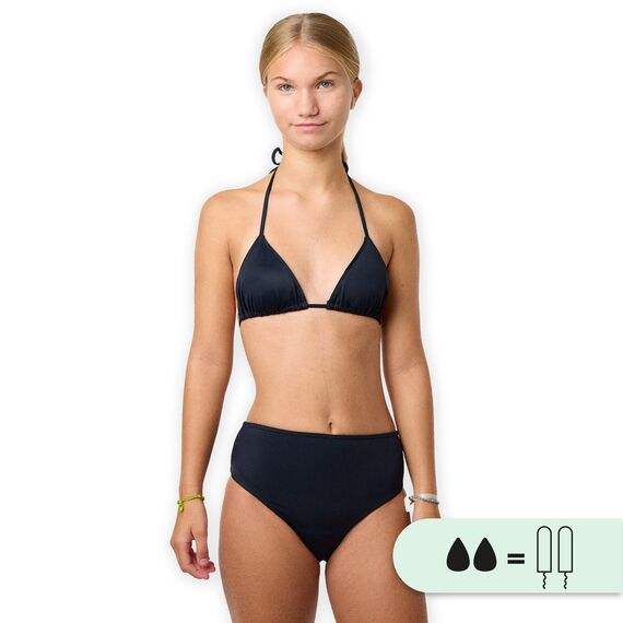 Bas de maillot de bain menstruel "Hydriades" taille haute Fille Smoon | Noir 14 - 16 ans