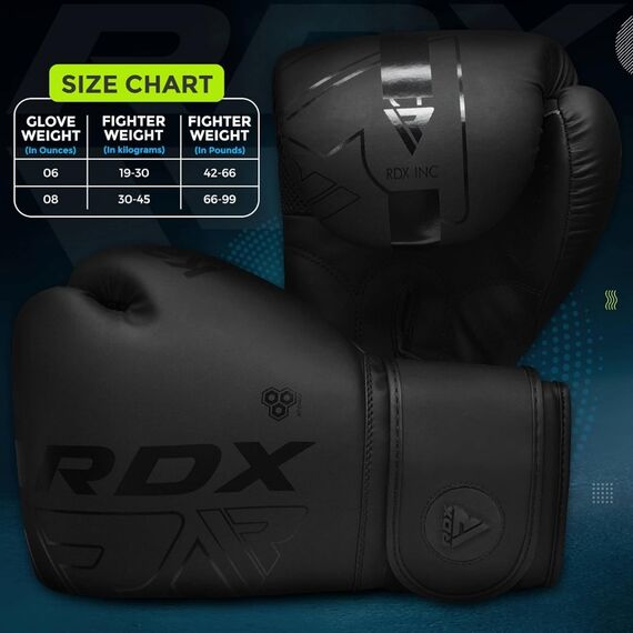 Boxing Gloves F6 Matte Black-8OZ, Colour: Schwarz, OZ: 8oz, 7 image