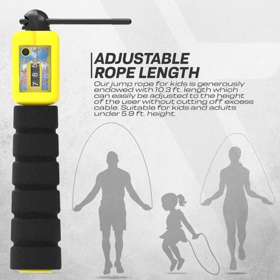 Skipping Rope Kids Plastic Abs Black-10Ft (15718), Colour: Schwarz, Length: 3.10m, 3 image