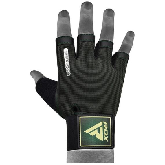 Gym Training Gloves T2 Half Army Green-M, Colour: Green, Size: M, 2 image