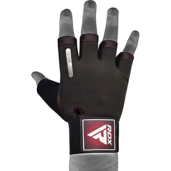 Gym Training Gloves T2 Half Red-M, Colour: Schwarz, Size: M, 7 image