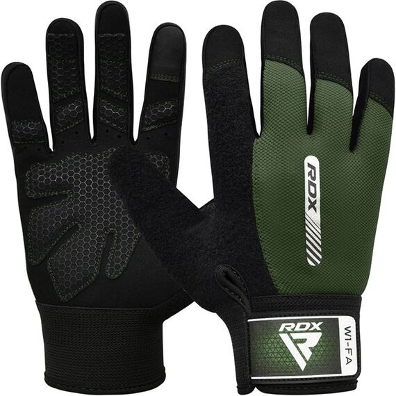 Gym Weight Lifting Gloves W1 Full Army Green, Colour: Green, Size: M