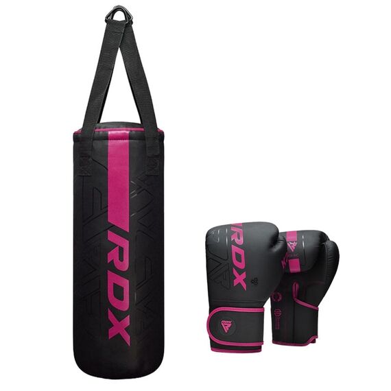 Junior Boxing Set - Punch Bag 60 cm + Boxing Gloves 6 oz, Colour: Rosa, Additional Weight: 8 kg, Length: 0.6m