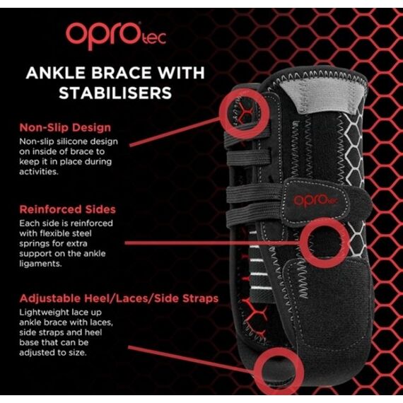 OproTec Ankle Brace with Bilateral Stablilizer BLK-Small, Bekleidungsgrösse: S, Farbe: Schwarz, 4 image