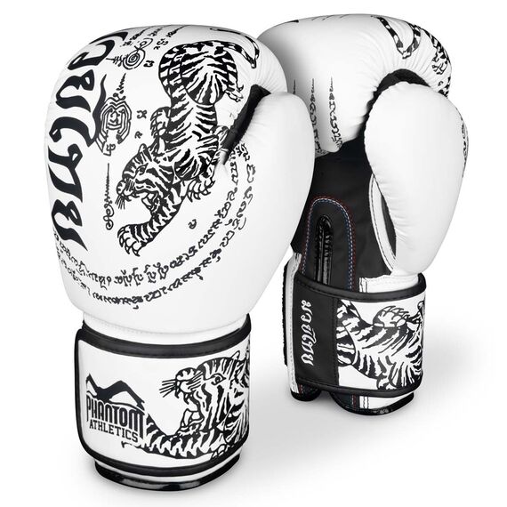 Gants de boxe Muay Thai, Couleur: Blanc, OZ: 10oz