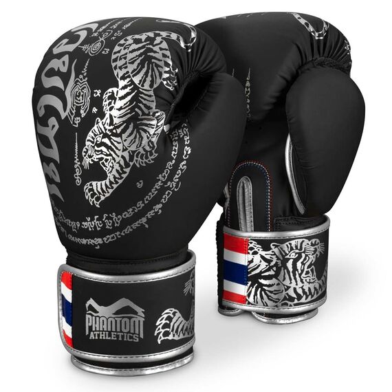 Boxing gloves Muay Thai - Limited Silver Edition, Colour: Schwarz, OZ: 10oz