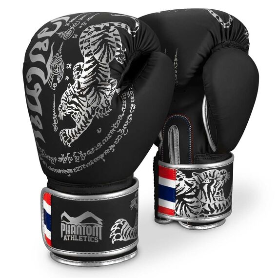 Boxing gloves Muay Thai - Limited Silver Edition, Colour: Schwarz, OZ: 14oz