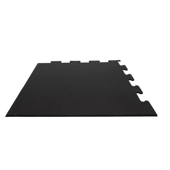 Eckstück für Gummipuzzle-Bodenbelag „Pure Black“ von GladiatorFit | 106 x 106 x 1 cm