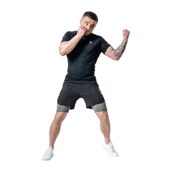 MMA Shorts T16 Black/Grey-S, Size: S, Colour: Schwarz