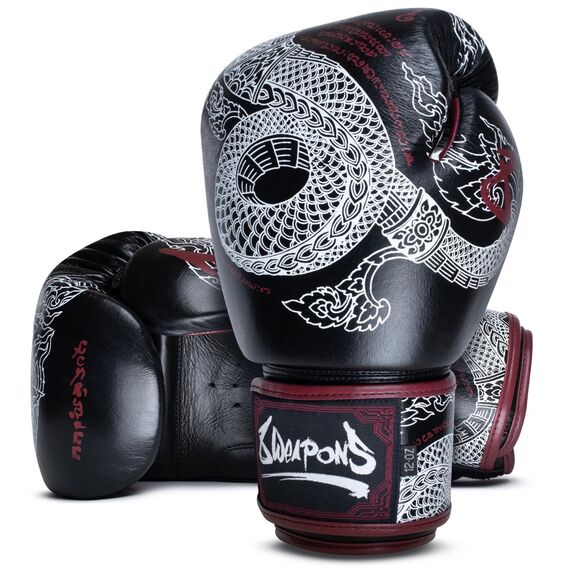 8 WEAPONS Boxing Gloves - Sak Yant Naga black 10 Oz, Colour: Schwarz, OZ: 10oz, 2 image