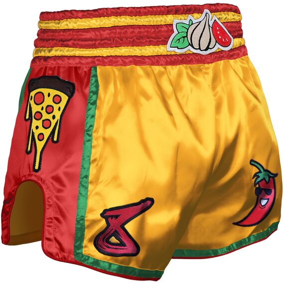 8 WEAPONS Muay Thai Shorts - Muay Pizza S, Size: S, Colour: Yellow, 2 image