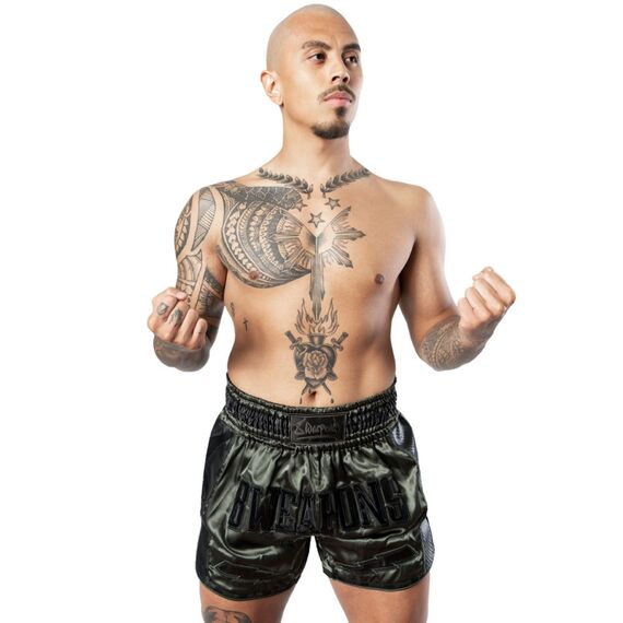 8 Weapons Muay Thai Shorts Carbon - Underworld, Colour: Khaki, Size: S, 5 image